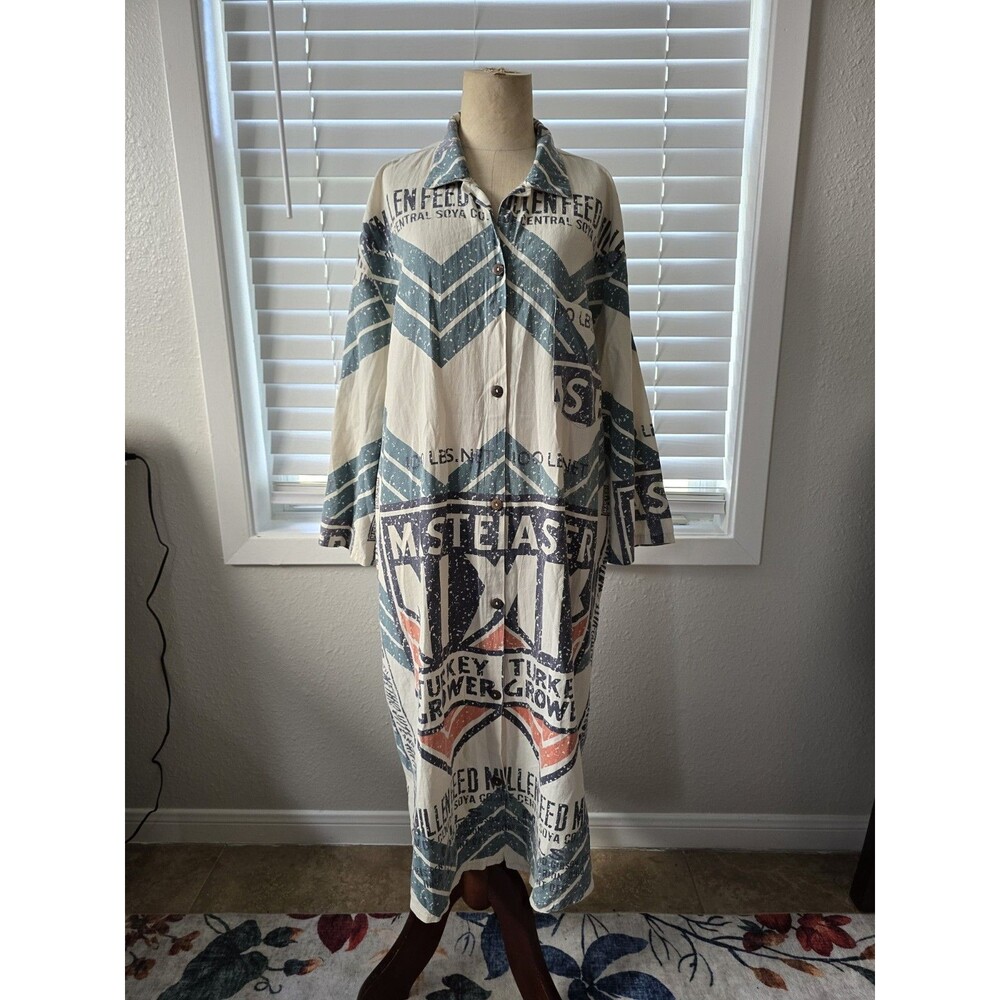 Jaded Gypsy Neverending Fields Duster S/M Cotton Rustic BOHO Lagenlook NWT